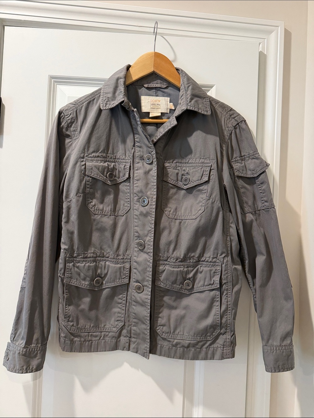J. Crew Gray Utility Button-Front Jacket